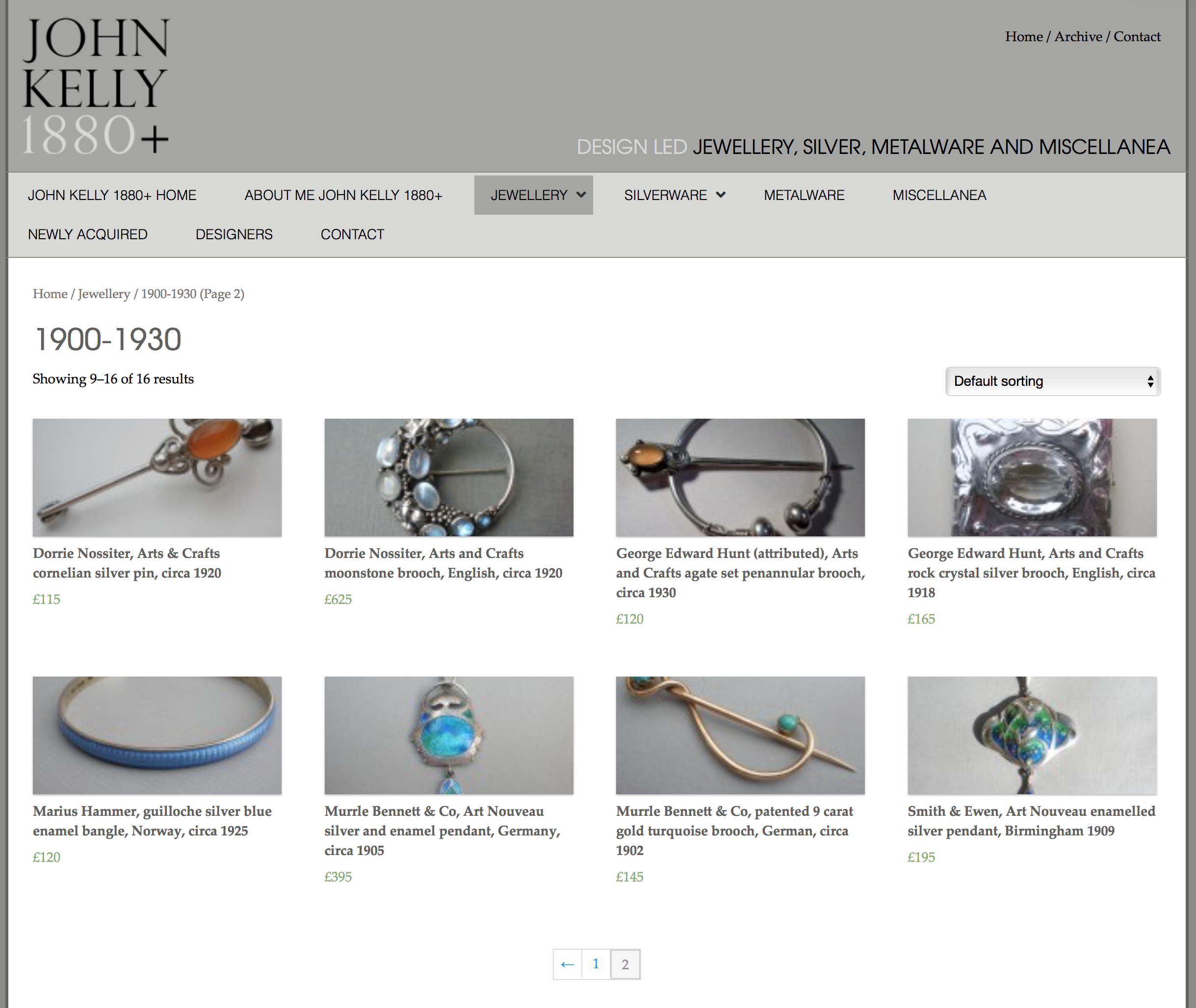 John Kelly's website page showing pieces by Dorrie